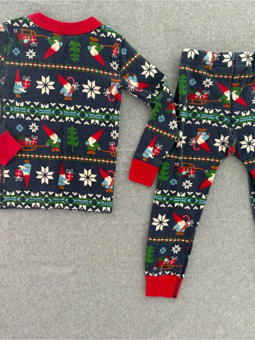 Hanna Andersson Navy Gnome Fair Isle Cotton Christmas Pajamas Size 4